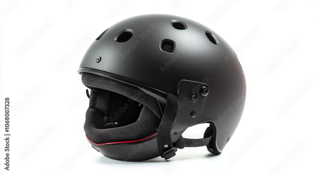 Fototapeta premium A professional skateboarding helmet with safety padding, isolated on a white background