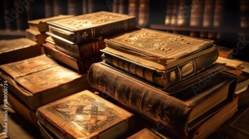 Vintage Books on a Wooden Shelf