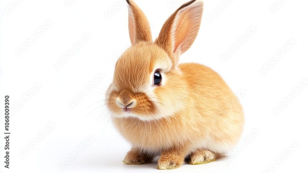 Naklejka premium Cute Bunny Sitting on White Background