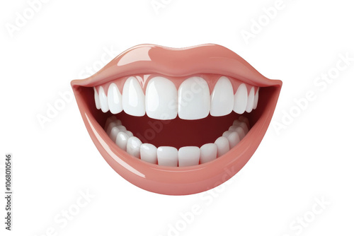 A Wide Open Smile, With Shiny White Teeth, Perfectly Aligned and Gleaming. Transparent Object With A Smile