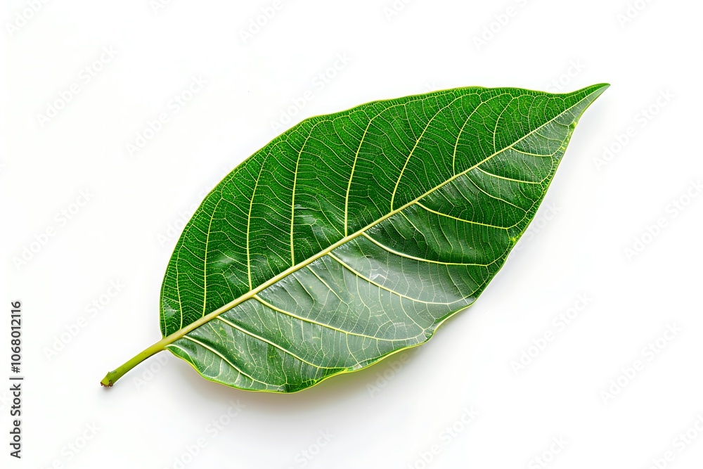 Obraz premium Top view of leaf isolated on white background