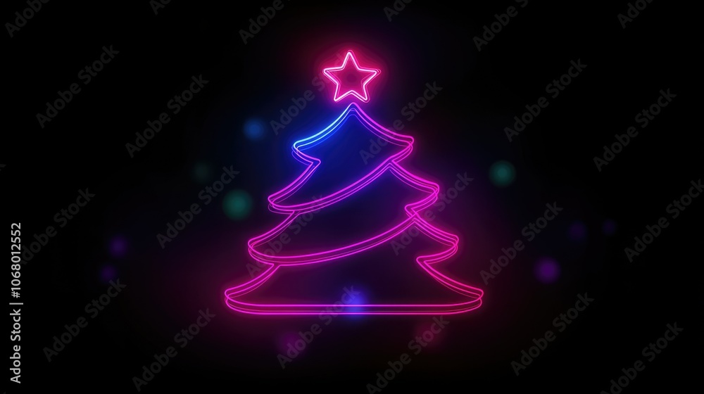 Neon Christmas Tree with Star Topper Neon Christmas Tree with Star Topper