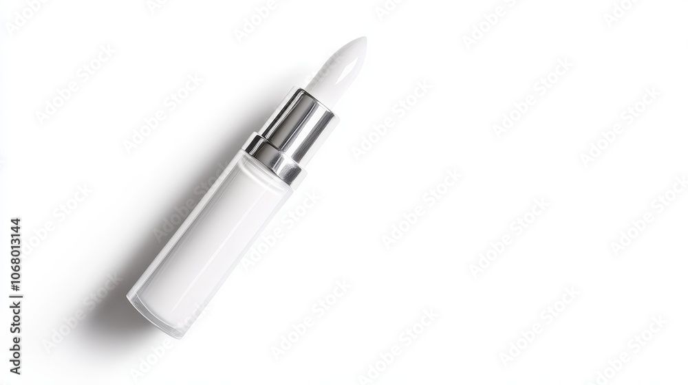 A tube of brightening eye cream with a metallic applicator tip, isolated on a white background A tube of brightening eye cream with a metallic applicator tip, isolated on a white background