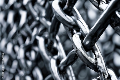 chain link fence interlocking metal loops forming a repeating pa photo