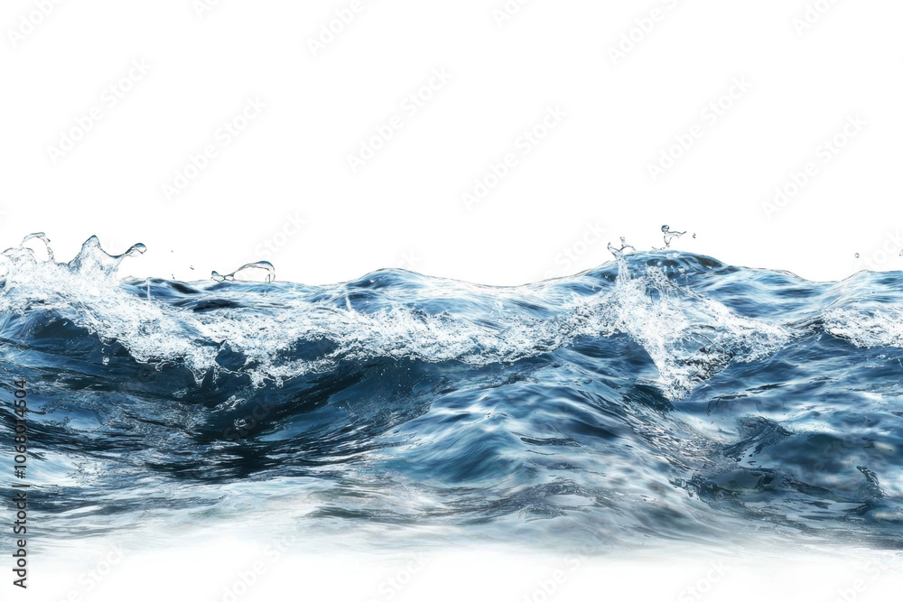 Ocean Waves Crashing and Creating Transparent Foam with a Black Background