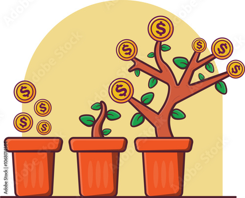 investment concept showing a charming mix of coins, money and thriving flowers, symbolizing growth and finance, Concept of saving and financial planning.  income, returns, pensions