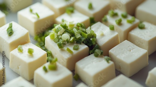 Fresh Cubes of Tofu with Chopped Green Onions