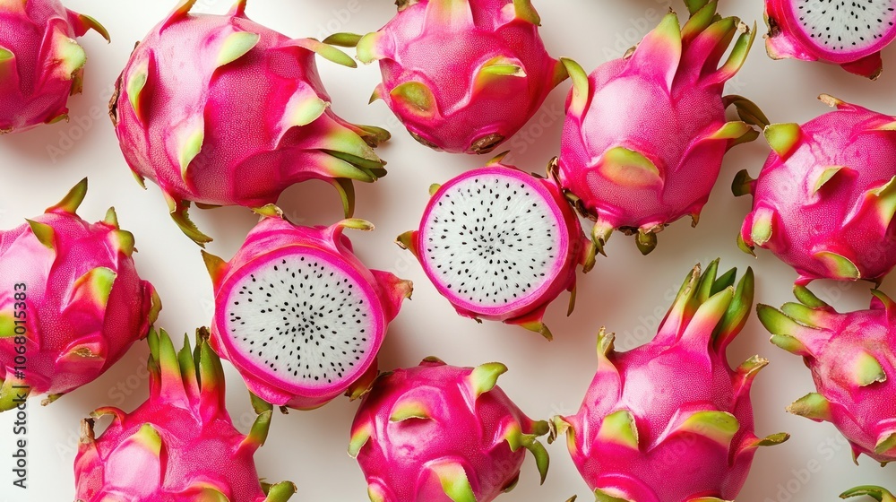 Dragon Fruit Delight: A Close Up View of a Variety of Dragon Fruits Dragon Fruit Delight: A Close Up View of a Variety of Dragon Fruits