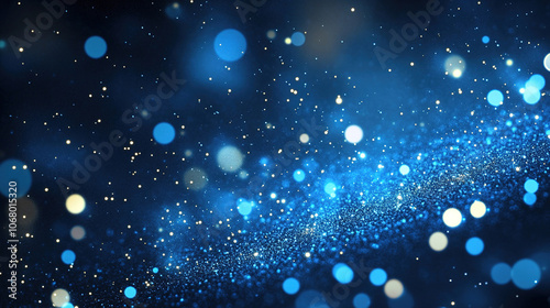 Blue Digital Christmas Background. Futuristic Christmas in Blue Tones