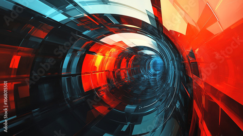 Fototapeta Naklejka Na Ścianę i Meble -  Futuristic Abstract Tech Tunnel
