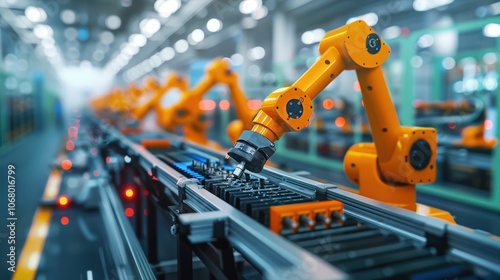 Innovative Automation in a High-Tech Manufacturing Facility Featuring Robotic Arms at Work