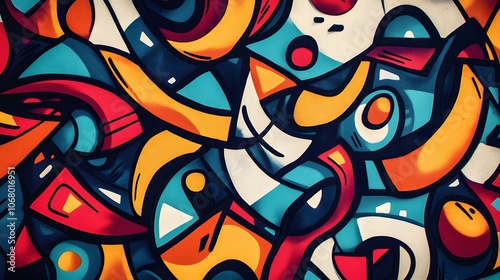 Abstract Graffiti Art with Bold Colors and Shapes