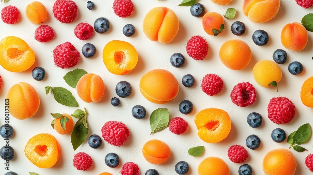 Apricots, Raspberries, and Blueberries Pattern
