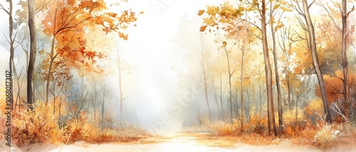 Experience the beauty of fall embark on an outdoor adventure through a watercolor forest landscape