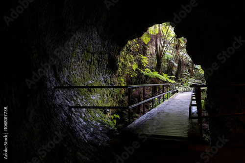 A lava tube in Hawaiʻi Volcanoes National Park on the island of Hawaii. photo