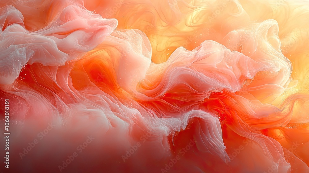 An abstract cloud of acrylic paint and ink swirls underwater, creating a beautiful, dream-like background with peach hues and soft textures. An abstract cloud of acrylic paint and ink swirls underwater, creating a beautiful, dream-like background with peach hues and soft textures.