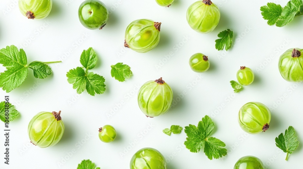 Gooseberries and Leaves Pattern Gooseberries and Leaves Pattern