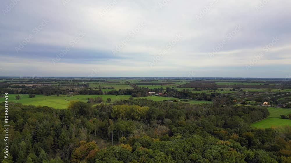 moor plowed field bordering forest in germany. Gorgeous aerial view flight drone moor plowed field bordering forest in germany. Gorgeous aerial view flight drone