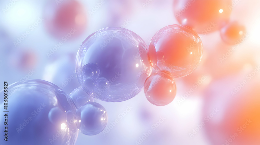 3D Abstract Background with Shiny Bubbles 3D Abstract Background with Shiny Bubbles