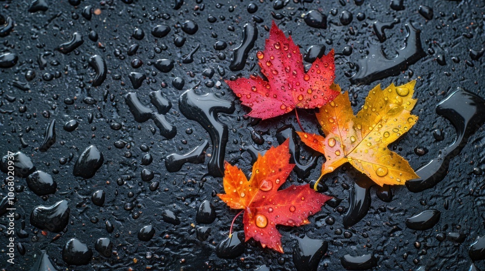 Autumn Leaves on Wet Surface Autumn Leaves on Wet Surface