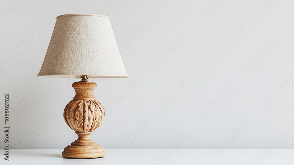 Wooden Table Lamp with White Lampshade Wooden Table Lamp with White Lampshade