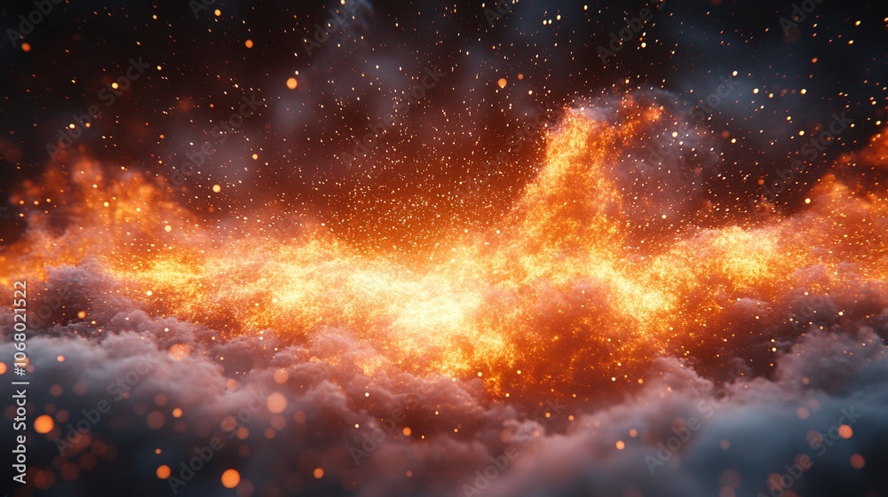 Dynamic Explosion of Orange and White Plasma Particles Dynamic Explosion of Orange and White Plasma Particles