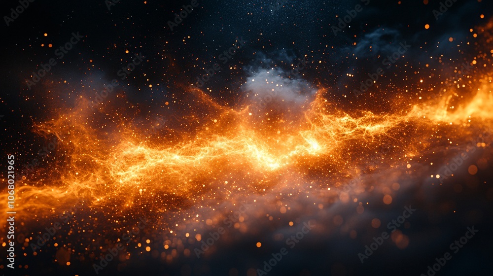 Fiery Plasma Burst with White and Orange Particles Fiery Plasma Burst with White and Orange Particles