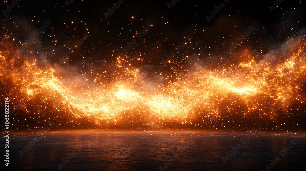 Exploding Orange and White Plasma Particles in Space Exploding Orange and White Plasma Particles in Space