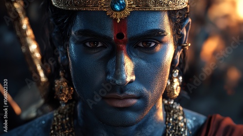 Lord Rama the Warrior, 8K Realistic Lighting, Highly Detailed photo