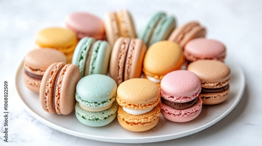 Colorful Macarons on a White Plate Colorful Macarons on a White Plate