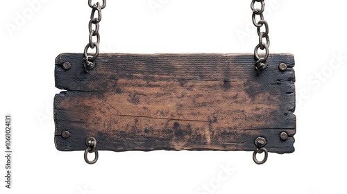 Rustic Wooden Signboard with Chains