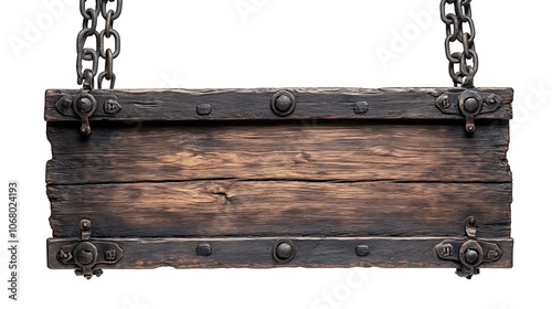 Rustic Wooden Signboard with Chains