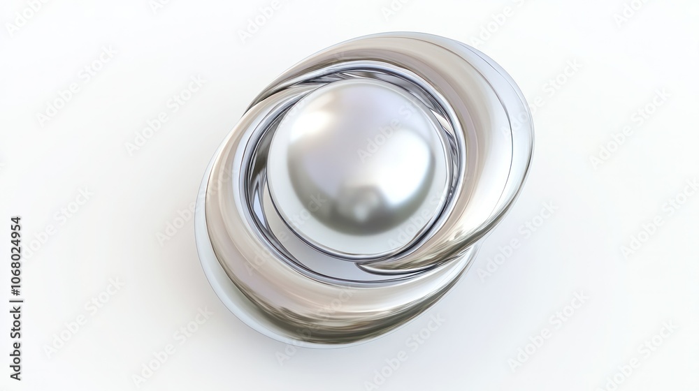 Elegant silver pearl icon in 3D, top view with polished finish, isolated on a bright white background. Elegant silver pearl icon in 3D, top view with polished finish, isolated on a bright white background.