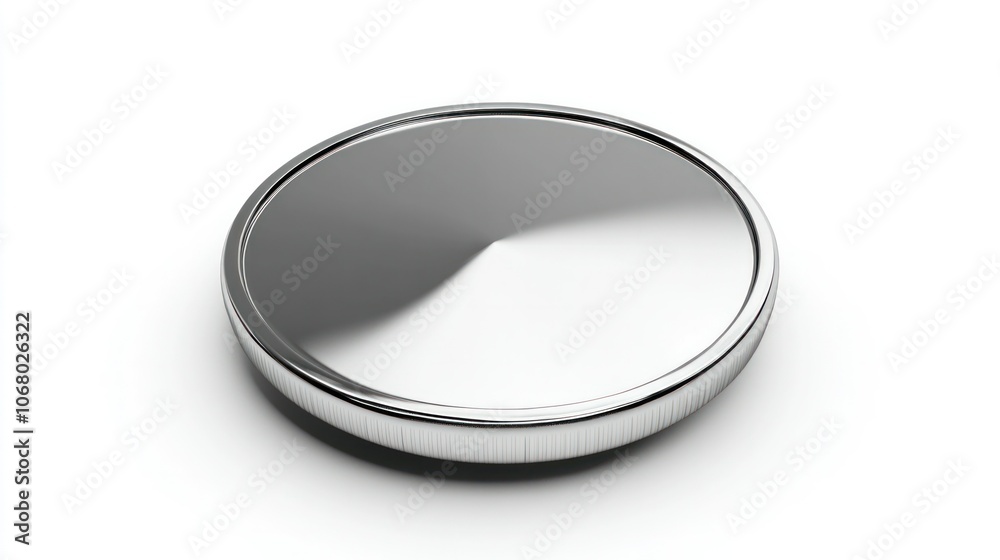 High-quality 3D render of a silver coin icon, isolated on white, featuring a smooth, metallic finish. High-quality 3D render of a silver coin icon, isolated on white, featuring a smooth, metallic finish.