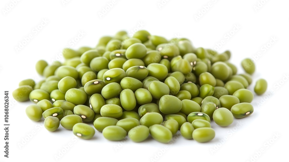 Green Mung Beans on White Background Green Mung Beans on White Background