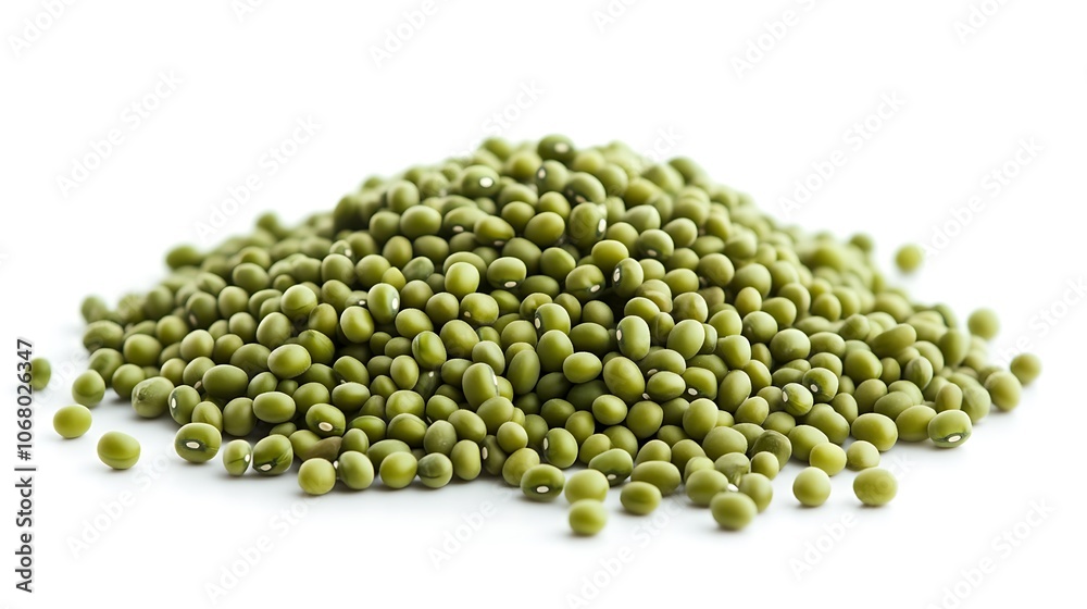 Green Mung Beans on White Background Green Mung Beans on White Background