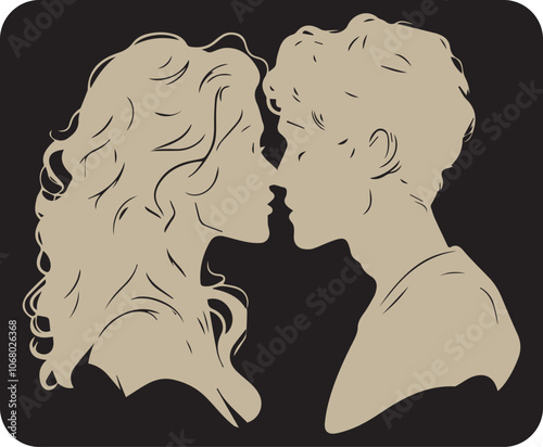 Couple kissing seen graphic vector