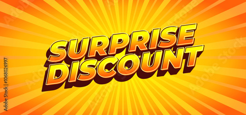 Surprise discount. Text effect in 3D look for banner or website header