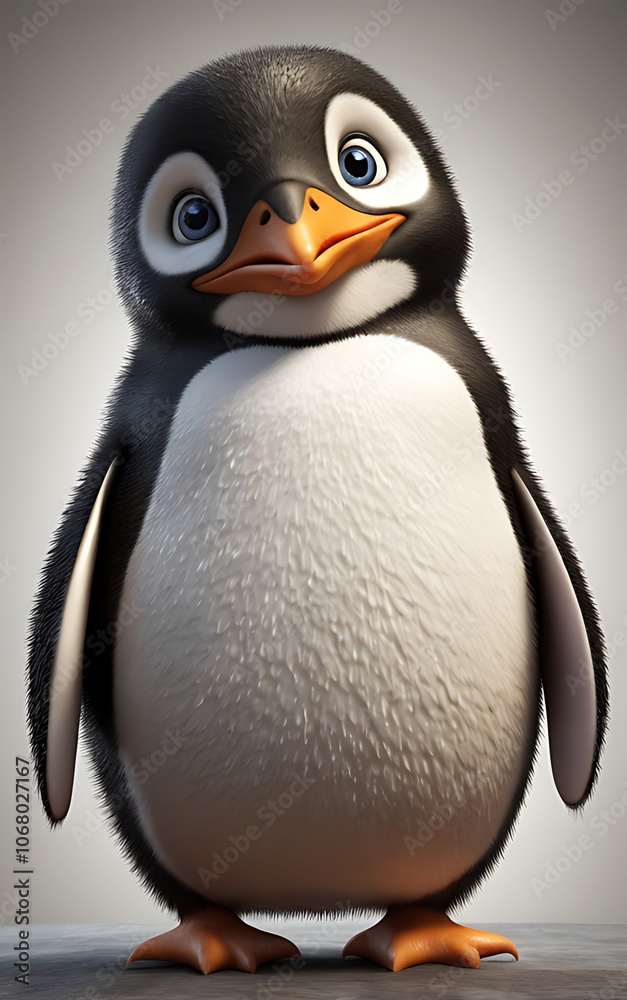 Fototapeta premium Disgruntled Penguin with Crossed Wings and Frown, Isolated on Plain Background for a Sassy Look