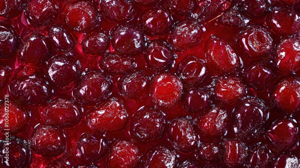 A vibrant close-up of glossy dried cherries, tightly packed on a rich red background, each cherry glistening with texture, creating a luxurious and appetizing visual effect. A vibrant close-up of glossy dried cherries, tightly packed on a rich red background, each cherry glistening with texture, creating a luxurious and appetizing visual effect.