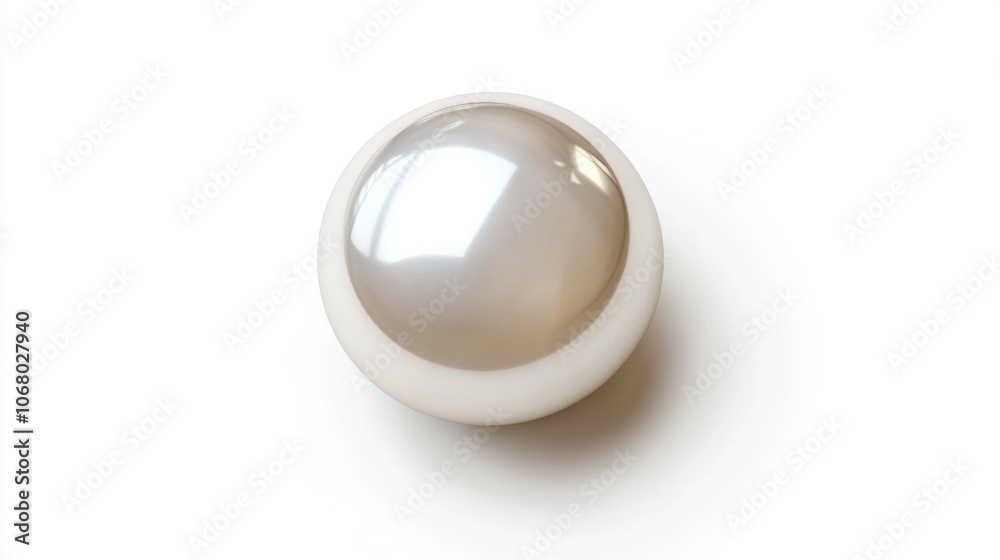 Isolated 3D silver pearl, top-down view on a white background, with polished chrome finish for a refined look. Isolated 3D silver pearl, top-down view on a white background, with polished chrome finish for a refined look.