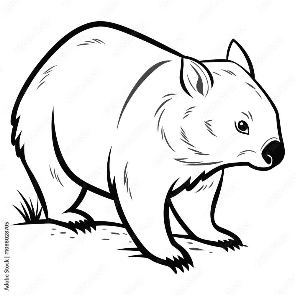 Obraz premium vector drawing of a Wombat 
