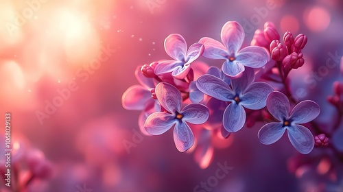 Closeup of lilac flowers in full bloom, symbolizing the fresh and vibrant essence of spring.