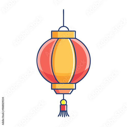 paper lantern vector art, flat illustration paper lantern icon