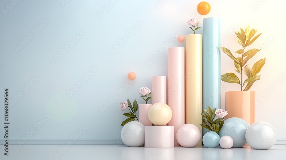 Fototapeta premium Futuristic mortgage amortization graph with gradient bars, abstract real estate concept