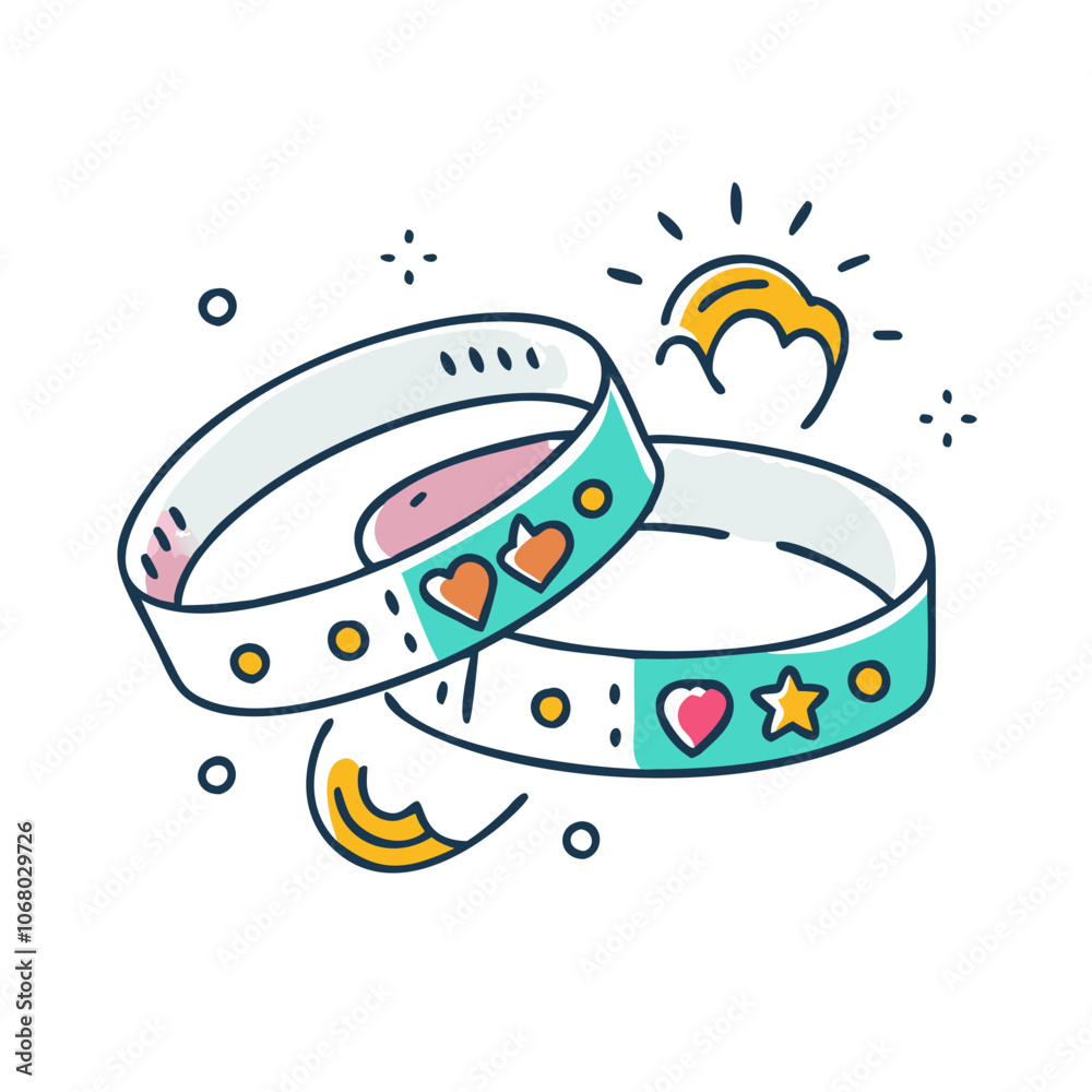 party wristbands vector art, flat illustration party wristbands icon party wristbands vector art, flat illustration party wristbands icon