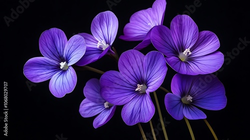 Purple Flowers on Black Background
