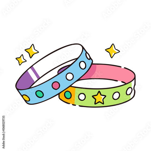 party wristbands vector art,  flat illustration party wristbands icon