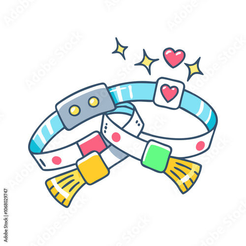party wristbands vector art,  flat illustration party wristbands icon