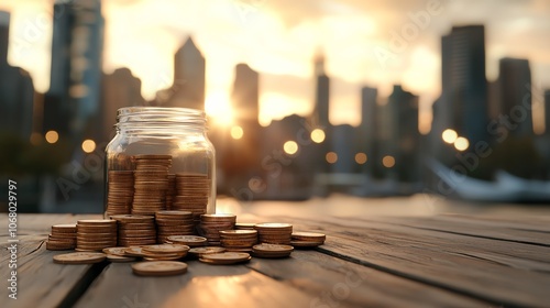 Loan amortization chart overlaying a skyline, urban real estate financing and property loan theme